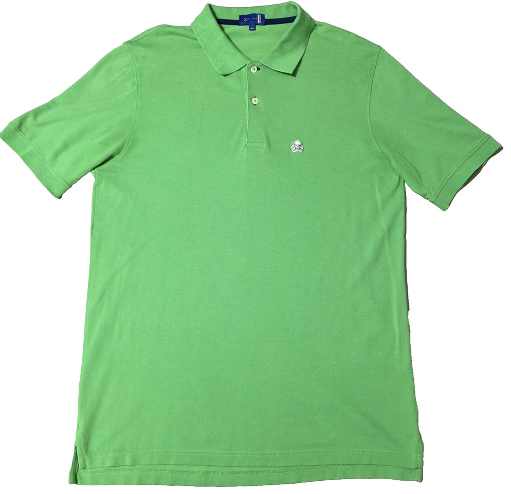 Stitch Golf Polo Shirt Men's ML Green Giza Cotton Skull Crossbones Spring 2020